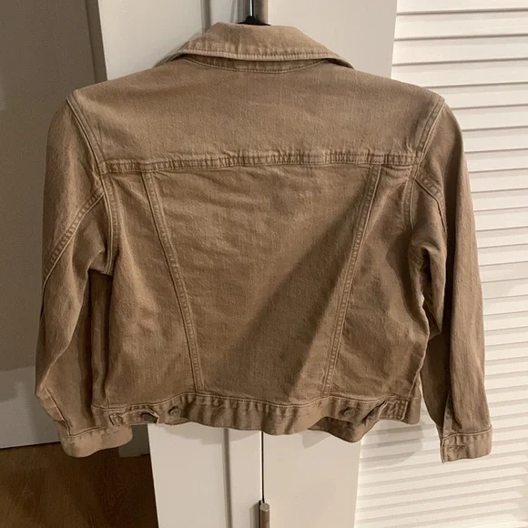 Gap girls 10/11 large tan khaki denim jean jacket - Picture 3 of 4